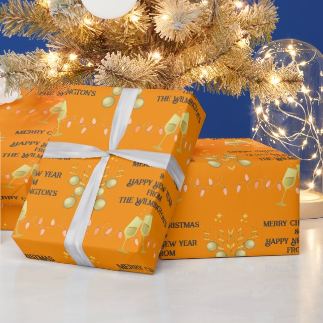 Papier Cadeau Très Joyeux pour Noël orange foncé (Vacances)
