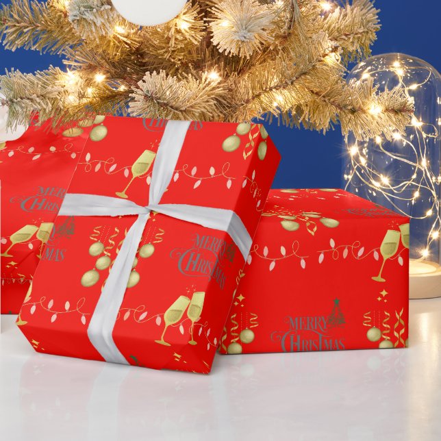 Papier Cadeau Très Joyeux sur Candy Pomme rouge Noël (Vacances)