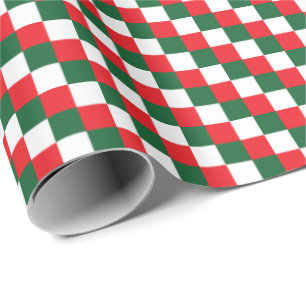 Papier Cadeau Tri-couleurs rouge, blanc et vert festif