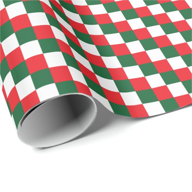 Papier Cadeau Tri-couleurs rouge, blanc et vert festif (Coin rond)