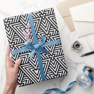 Papier Cadeau Triangle Art déco noir et blanc Motif sans couture