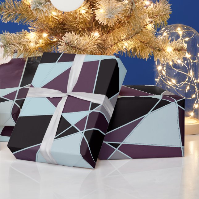 Papier Cadeau Triangle black grey white maroon Abstract (Vacances)