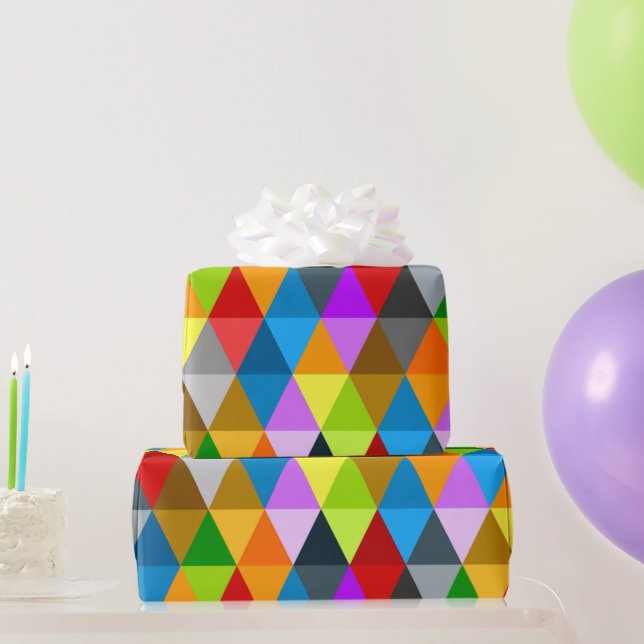 Papier Cadeau Triangles coloré moderne et lumineux motif (Cadeaux de fête)