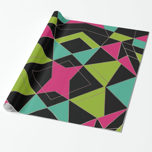 Papier Cadeau Triangles mode géométrie d'impression abstraite (Déroulé)
