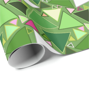 Papier Cadeau Triangles Modernes Du Milieu Du Siècle, Lime Vert 