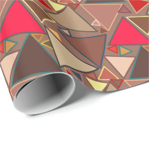 Papier Cadeau Triangles Modernes Du Milieu Du Siècle, Taupe, Bro