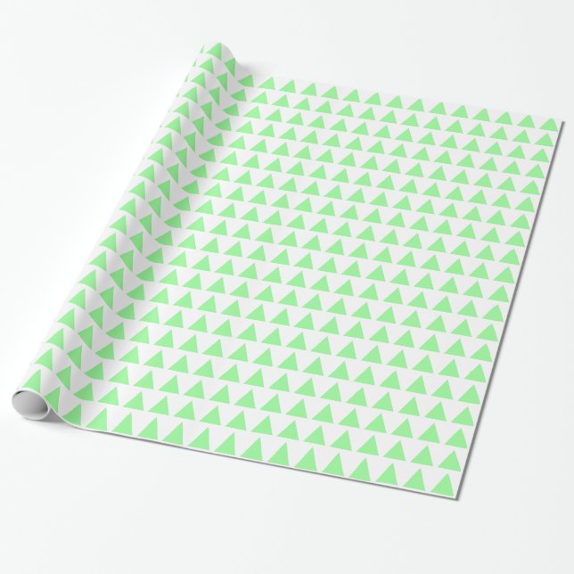 Papier Cadeau Triangles - Vert menthe sur blanc (Déroulé)