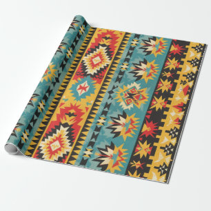 Papier Cadeau Tribal Aztèque Vibrant géométrique
