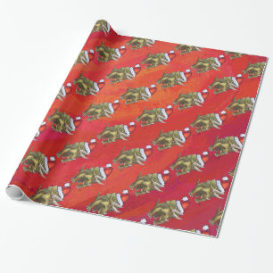 Papier Cadeau Tricératops Noël En Rouge