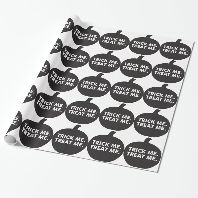 Papier Cadeau Trick Me Traite, Blanc Noir (Déroulé)