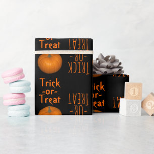 Papier Cadeau Trick or Treat Halloween Citrouilles noirs orange