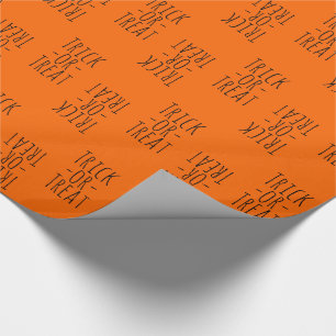 Papier Cadeau Trick or Treat Halloween noir sur orange
