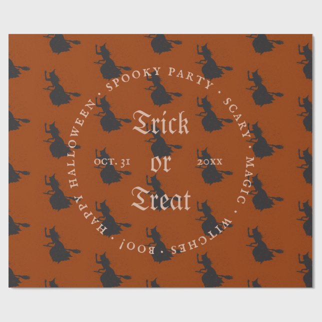 Papier Cadeau Trick sorcier ou traiter le Motif grunge d'Hallowe (Plat)