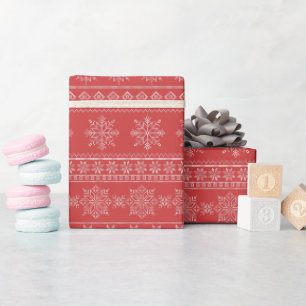 Papier Cadeau Tricot de Noël noir rouge blanc xmas neige