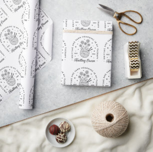 Papier Cadeau Tricot queen drôle fil hoarder rétro floral