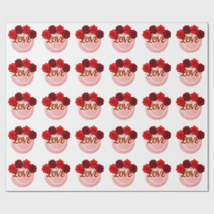 Papier Cadeau Tricot Visage Sourire Rose Rouge Amour Saint-Valen