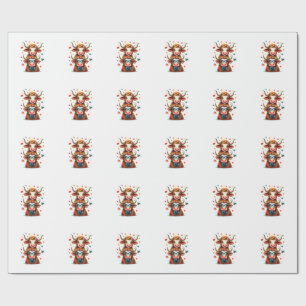 Papier Cadeau Trio de vaches des Highlands autistes vintage rega
