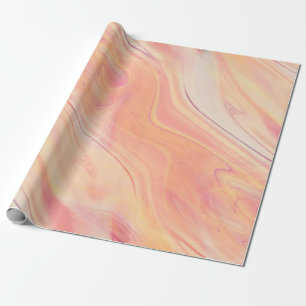 Papier Cadeau trippy marble swirl print peach pinach