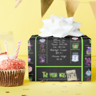 Papier Cadeau Trivia de l'année d'anniversaire 1974