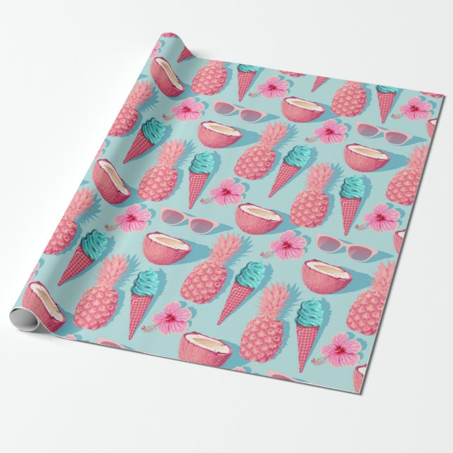 Papier Cadeau Tropcal fruit wrapping paper (Déroulé)
