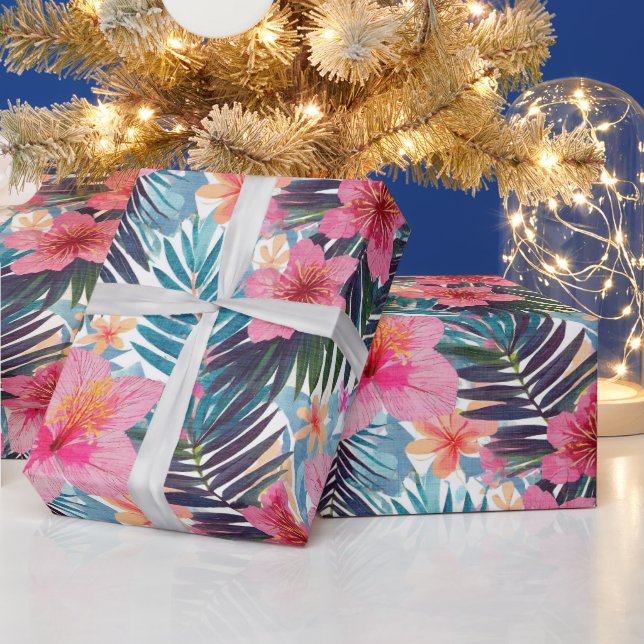 Papier Cadeau Tropcal hibiscus floral (Vacances)