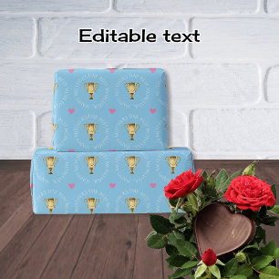 Papier Cadeau Trophée de la Fête des mères texte personnalisé bl