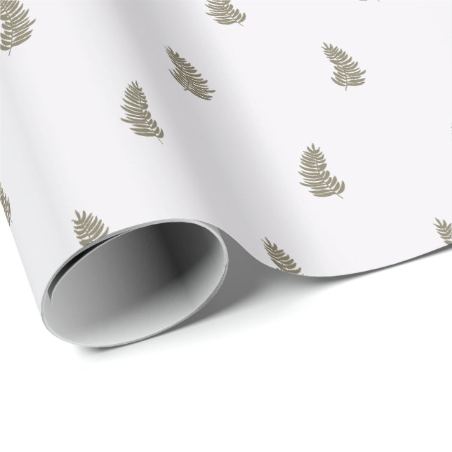 Papier Cadeau Tropical Christmas Sage Green White Palm Leaf (Coin rond)