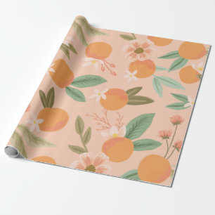 Papier Cadeau Tropical Citrus Floral Rose