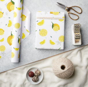 Papier Cadeau Tropical coloré Citrus SUMMER Orange lemon Slice