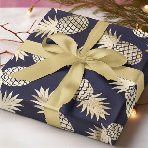 Papier Cadeau Tropical Golden Ananas Girly Chic Motif