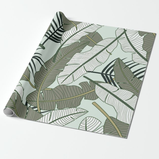 Papier Cadeau Tropical leaves seamless pattern  (Déroulé)