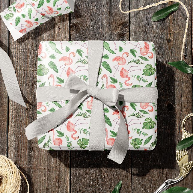 Papier Cadeau Tropical Pink Flamingo Pattern v2 (Créateur téléchargé)