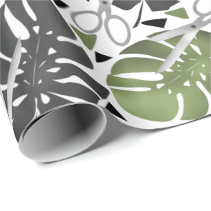 Papier Cadeau Tropical print monstera leaves scissors jungle exo