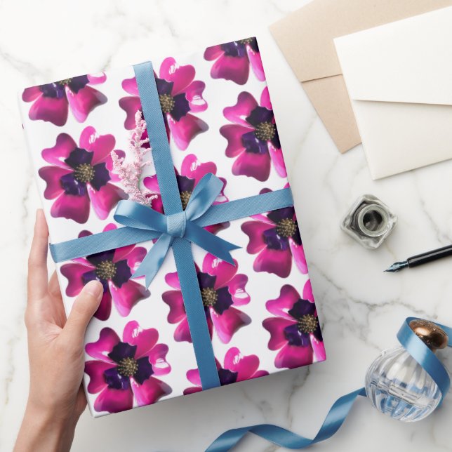 Papier Cadeau Tropical violet MOD orchidée Mariage d'été (Cadeaux)