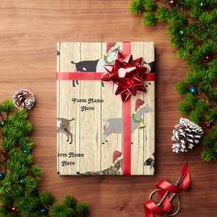Papier Cadeau Troupeau de chèvre laitière de Noël rustique perso
