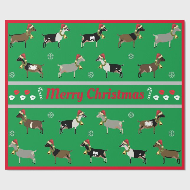Papier Cadeau Troupeau de chèvres laitières de Noël (Plat)