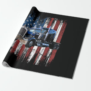 Papier Cadeau Trucker American Flag Truck Driver Truck Driver Gi