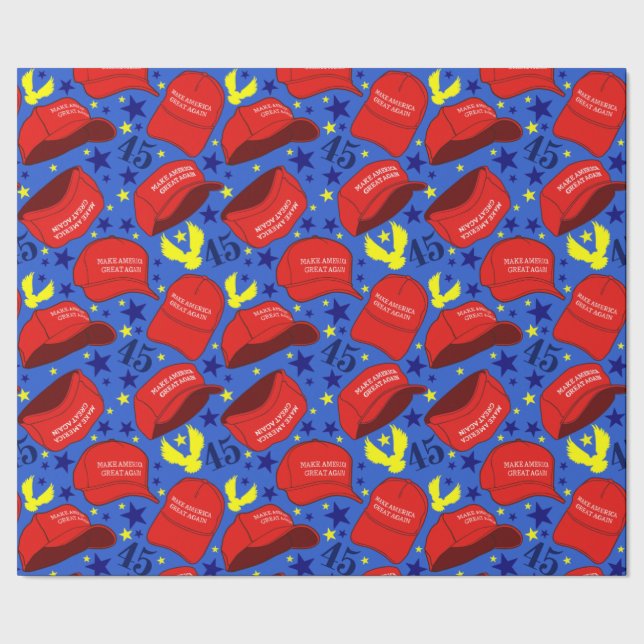 Papier Cadeau Trump 2020 Casquette Motif - Bleu - (Couture)