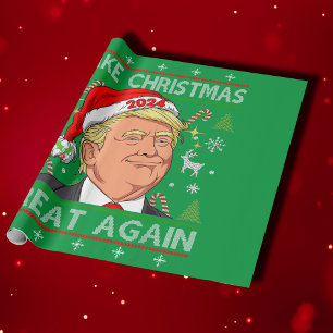 Papier Cadeau Trump 2024 Drôle Rendre Noël grand à nouveau vert