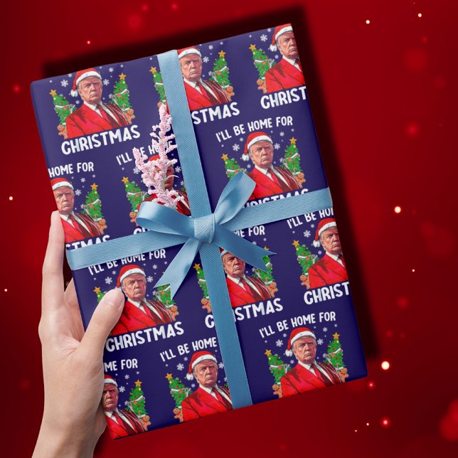 Papier Cadeau Trump Je serai à la maison pour Noël (Créateur téléchargé)