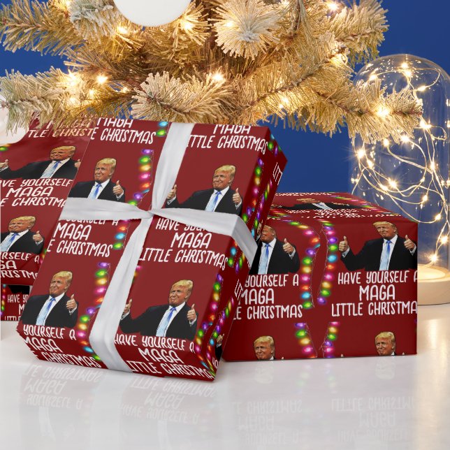 Papier Cadeau TRUMP MAGA PETIT NOËL 2024 Papier d'enveloppement (Vacances)