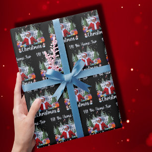 Papier Cadeau Trump moderne Je serai à la maison pour Noël tenda