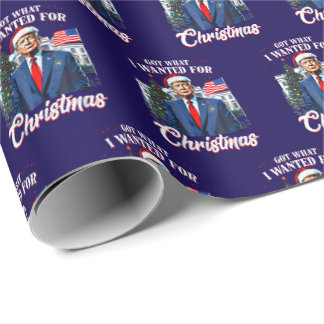 Papier Cadeau Trump Noël Bleu