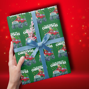 Papier Cadeau Trump Noël Je serai à la maison pour Noël vert