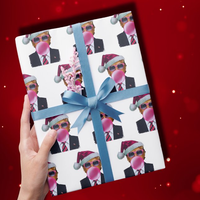 Papier Cadeau Trump Photo | Trump Blowing Bubble Gum Christmas (Créateur téléchargé)