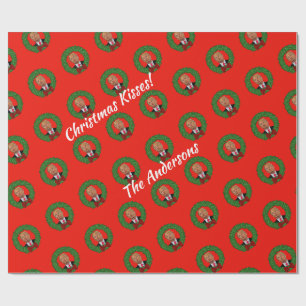 Papier Cadeau Trump Pucker et Green Wreath Christmas