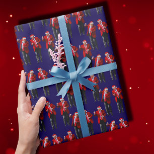 Papier Cadeau Trump Santa Hat Danse Noël Trump Dance Blue