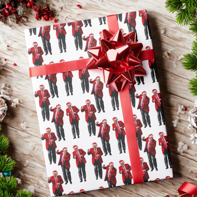 Papier Cadeau Trump Santa Hat Danse Noël | Trump danse (Créateur téléchargé)