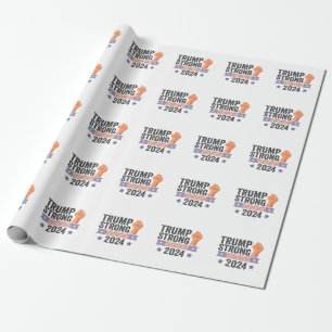 Papier Cadeau Trump Strong 2024 Élection du drapeau patriotique 