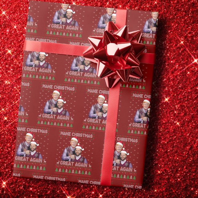 Papier Cadeau Trump Vance Père Noël Rendre Noël meilleur rouge (Créateur téléchargé)